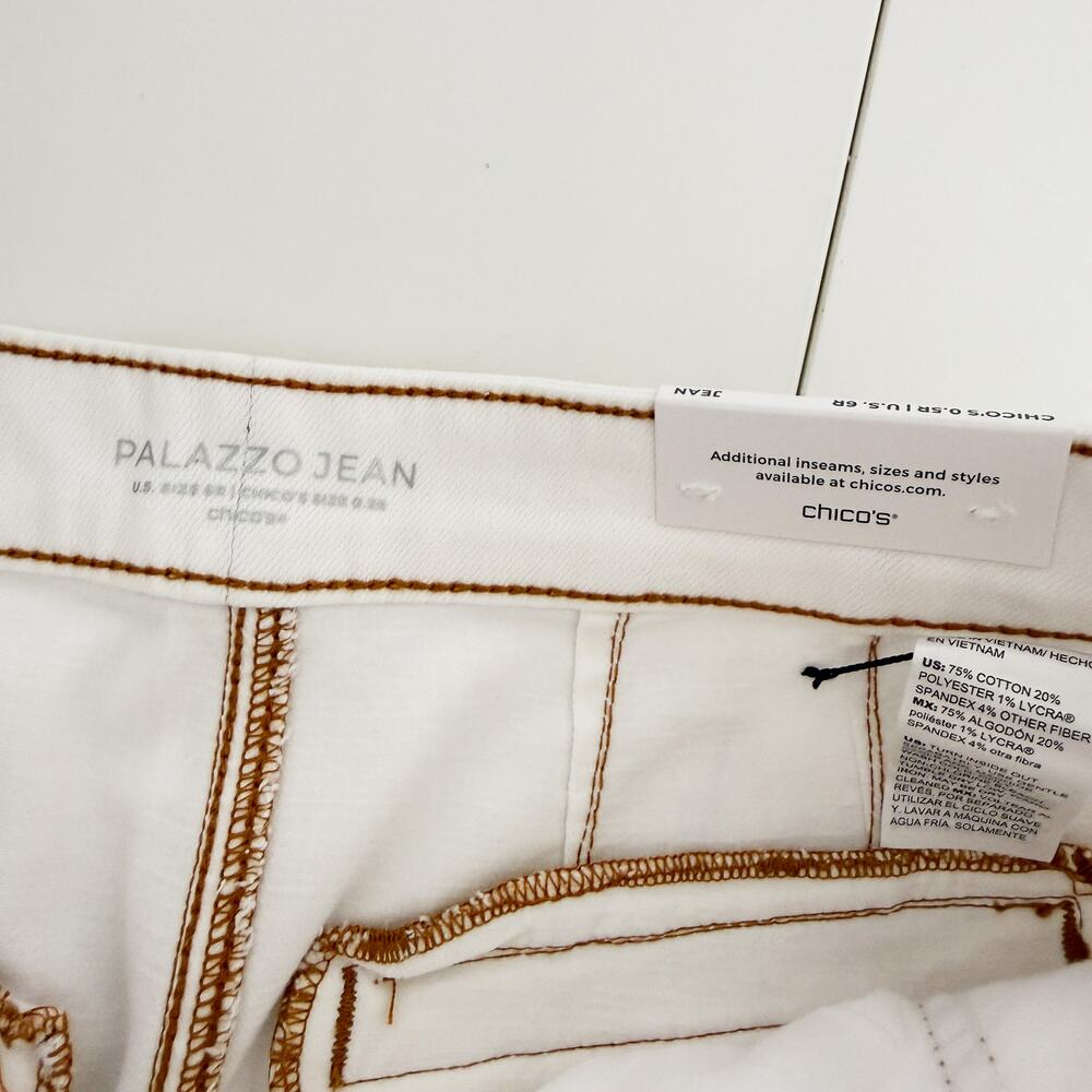 New Chico's Palazzo Wide Leg Jeans White High Rise - 0.5 (US 6) - Picture 6 of 10
